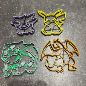 Kit Cortadores de Biscoito Pokémon (Pikachu, Gengar, Bulbasaur, Charizard)